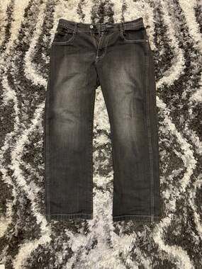 Vintage Southpole Y2K Faded Black Baggy Skater Jeans Size 34 BROKEN ZIPPER